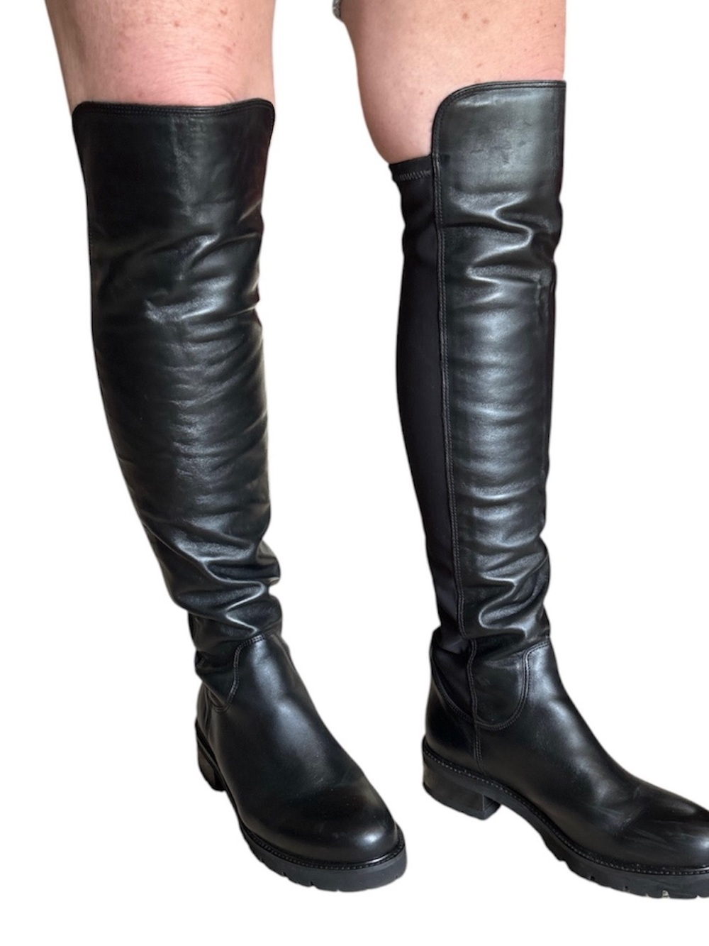 La Canadienne Black leather stretch over the knee riding boots, size 10. - Picture 3 of 4